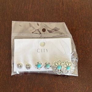 Silver and Turquoise Earring Set